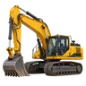 A yellow tracked excavator for underground and civil work